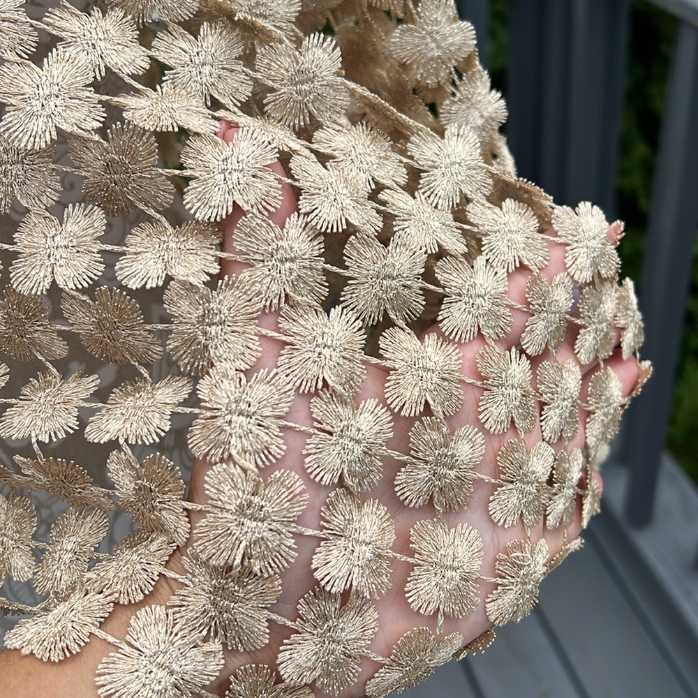 Ivory/Cream Sheer Flower Crochet-Like Top Never Worn - Picture 3 of 16